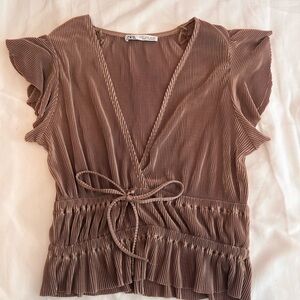Zara Pleated Wrap Blouse